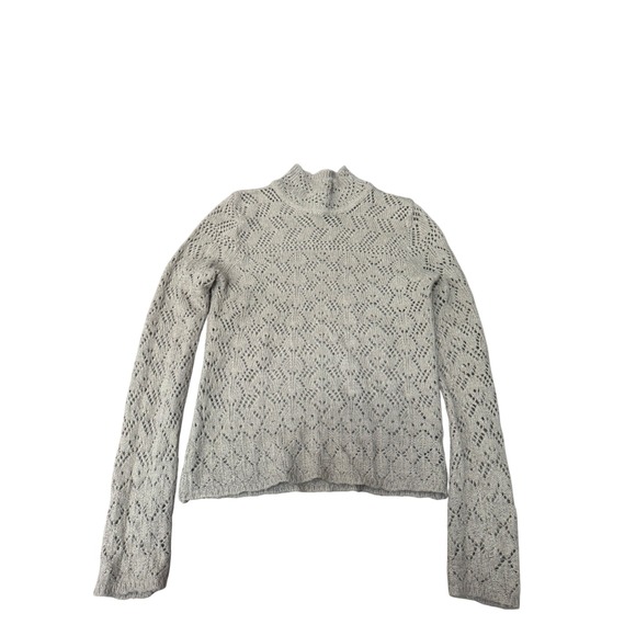 Ralph Lauren Sweaters - Ralph Lauren Vintage Beige Crochet Knit Mock Neck Sweater Small Cottagecore Y2k